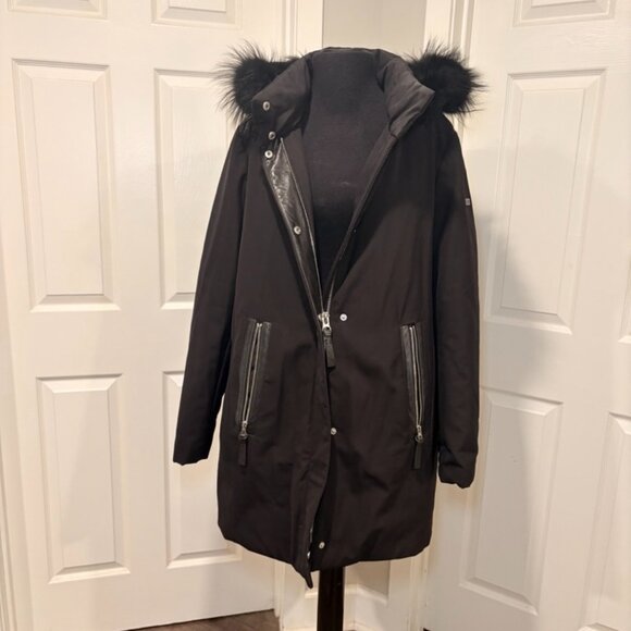 Derek Lam 10 Crosby Fox Fur Down Jacket in Black, Sz 10 - Picture 2 of 7